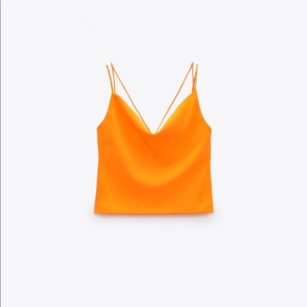 NWOT Zara XS Neon Orange Multiposition Strap Tank Top